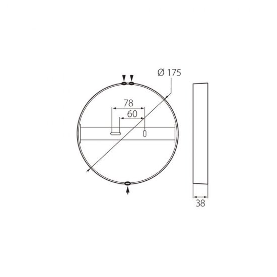Takplafond Airam Ronda II vit 12W LED 3000K Dimbar -måttskiss