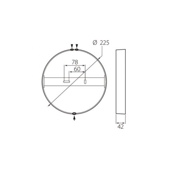 Takplafond Airam Ronda II vit 15W LED 3000K Dimbar -måttskiss