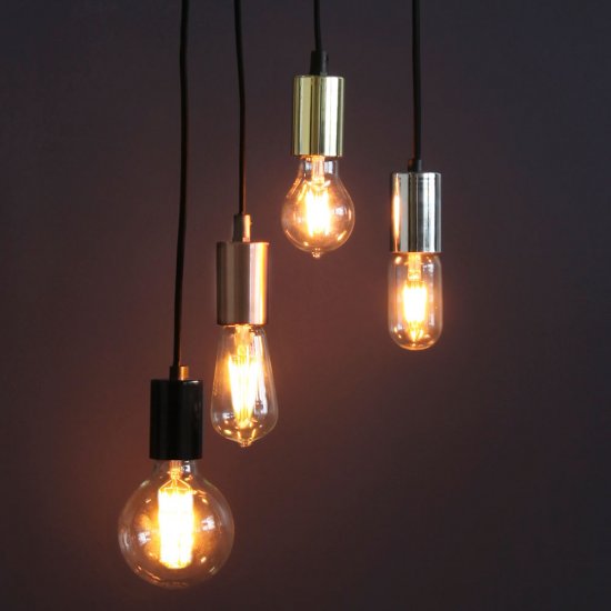 Textilkabel för E27 3,5m med brytare mässingfärgad