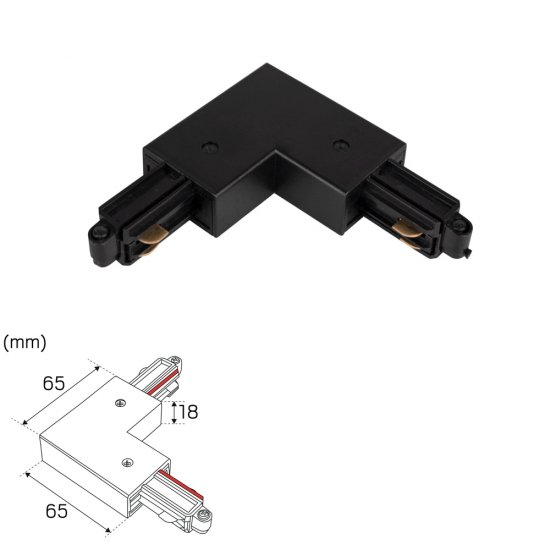 L-anslutning LiteTrac 1-fas Inner Svart