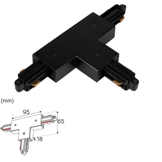 T-anslutning LiteTrac 1-fas Inner Svart