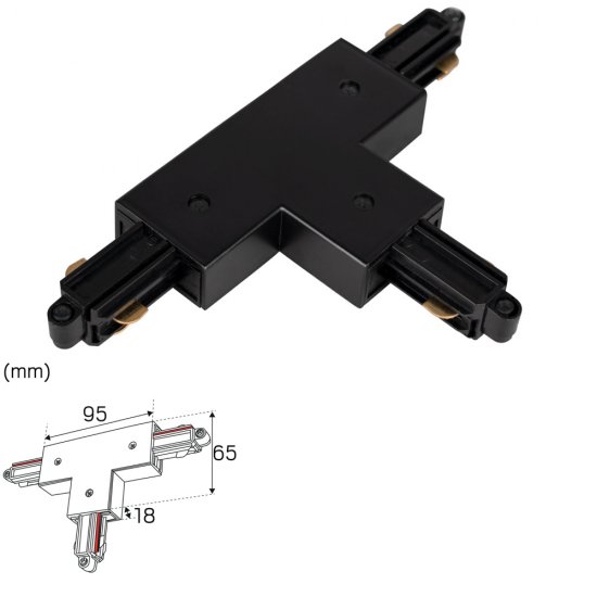 T-anslutning LiteTrac 1-fas Ytter Svart