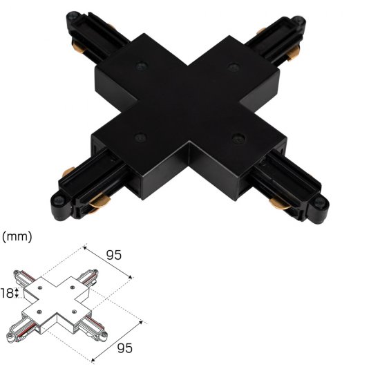 X-anslutning LiteTrac 1-fas Svart