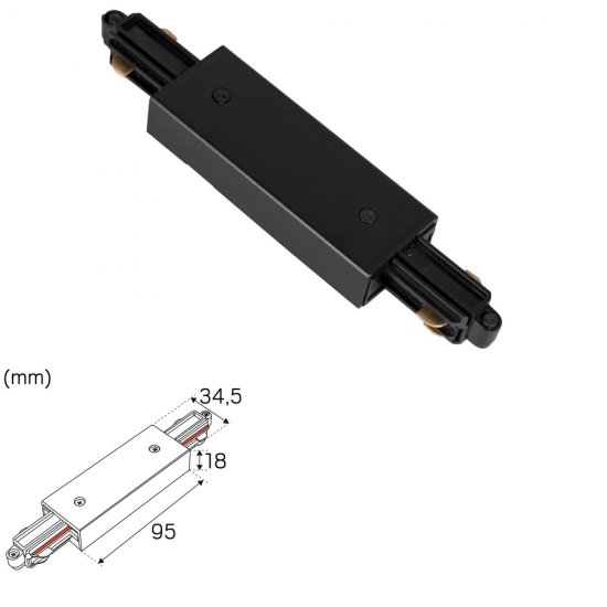 Mittanslutning LiteTrac 1-fas Svart