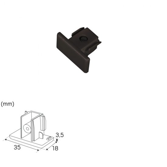 Ändstycke LiteTrac 1-fas Svart