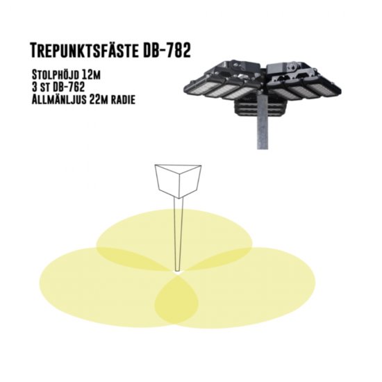Triangelfäste Designlight DB-782 med 3st strålkastare illustration