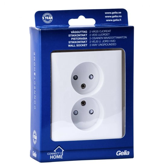 Vägguttag 2-vägs infällt ojordat, Connect 2 Home
