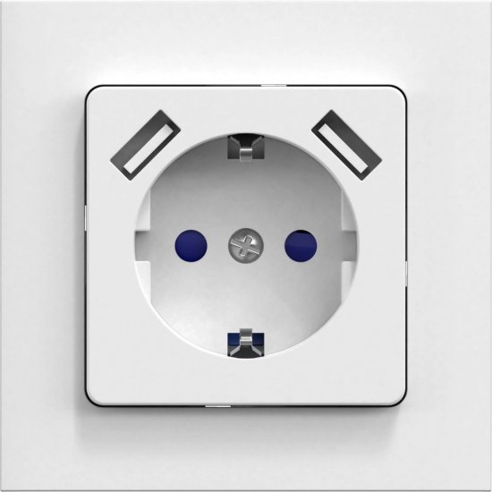 Vägguttag 1-vägs infällt jordat med USB, Connect 2 Home