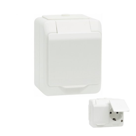 Vägguttag kapslat utanpåliggande IP44 1/2 vägs