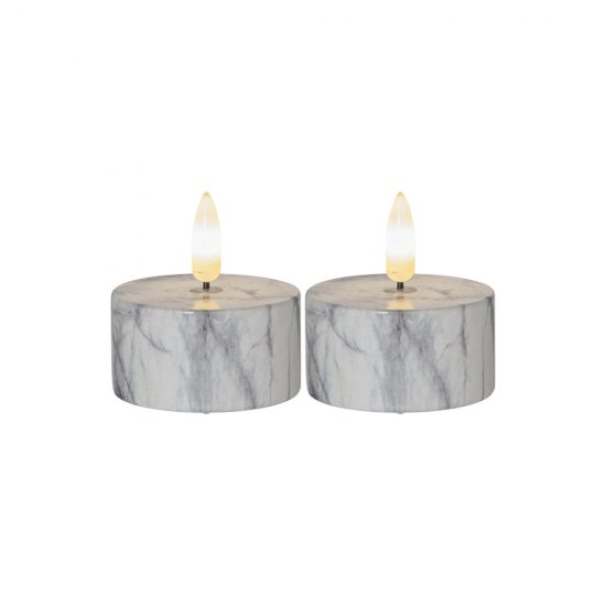 Värmeljus Flamme Marble, ljus i betong med timer 2-pack - frilagd