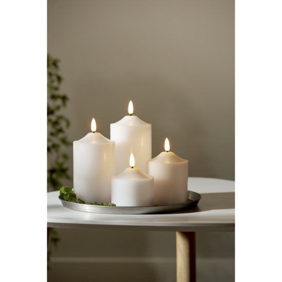 Blockljus Flamme 9,5cm, realistiskt LED-ljus med timer