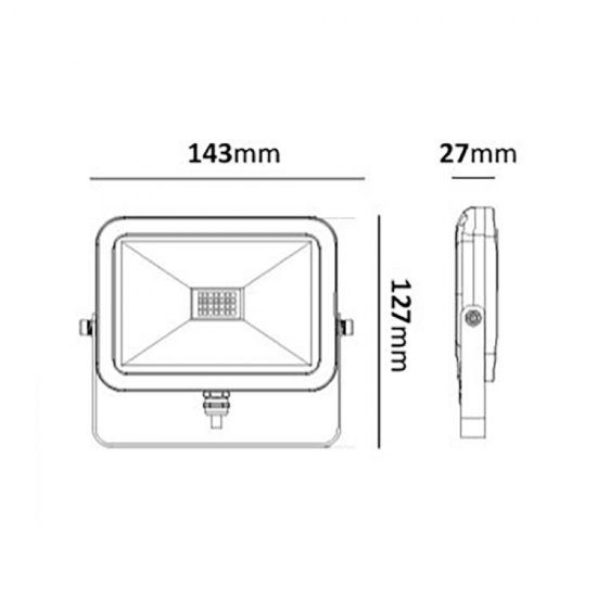 LED Strålkastare Zatt mini 10W - måttskiss
