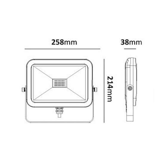 LED Strålkastare Zatt mini 30W - måttskiss